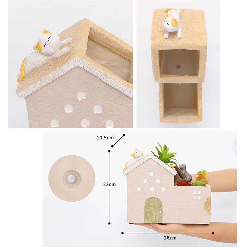 

Cartoon House Flowerpot Resin Flower Pot Balcony Desktop Garden Plant Pot Succulents Planter Garden Accessories Home Decoration