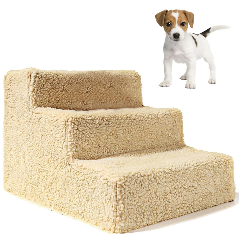 

Pet Small Steps and Stairs with Soft Velvet Covering for Dogs and Cats Machine Washable Cover Anti Slip 3 Steps