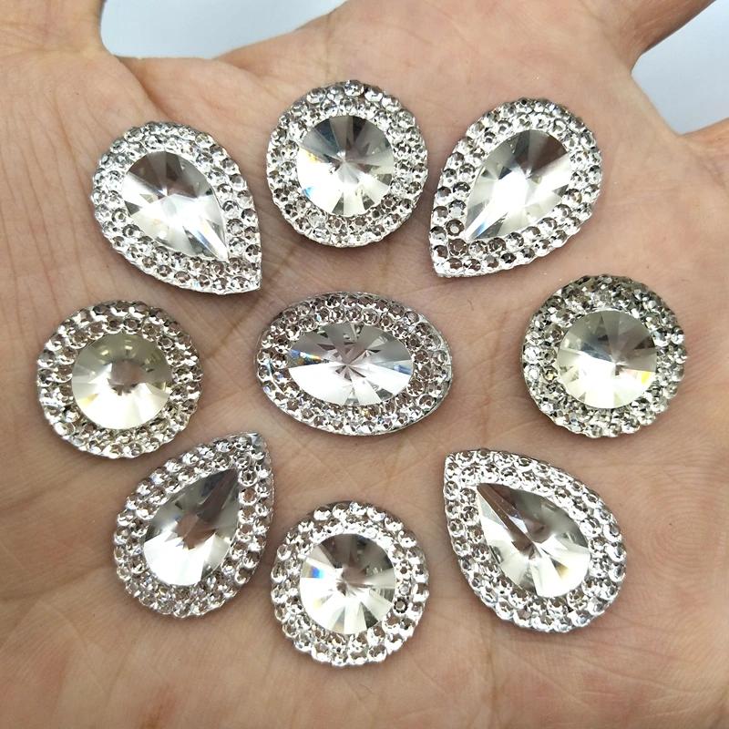 50 шт./Овальный/Круглый/в форме капли драгоценный камень с плоским основанием