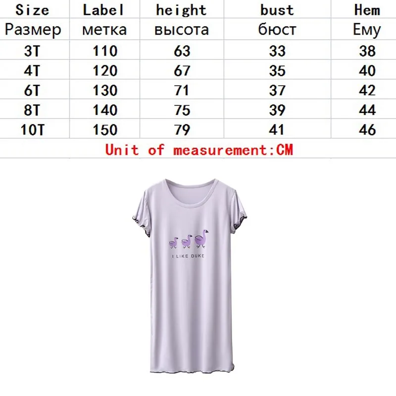 

V-TREE Girl Pajamas Dress Summer Short Sleeve Print Night Dress Home Clothes Kids Sleepwear 3-8Y Nightgown Modal Cartoon