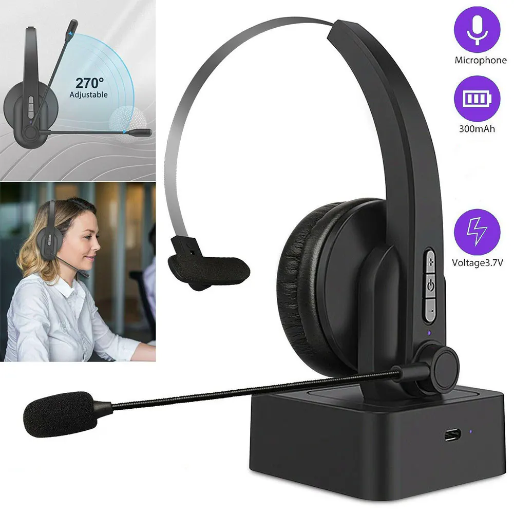 Call Center Headset For Xiaomi Customer Services Noise Cancelling 360 Degree Rotary Earmuffs Stretchable Headband Headphone