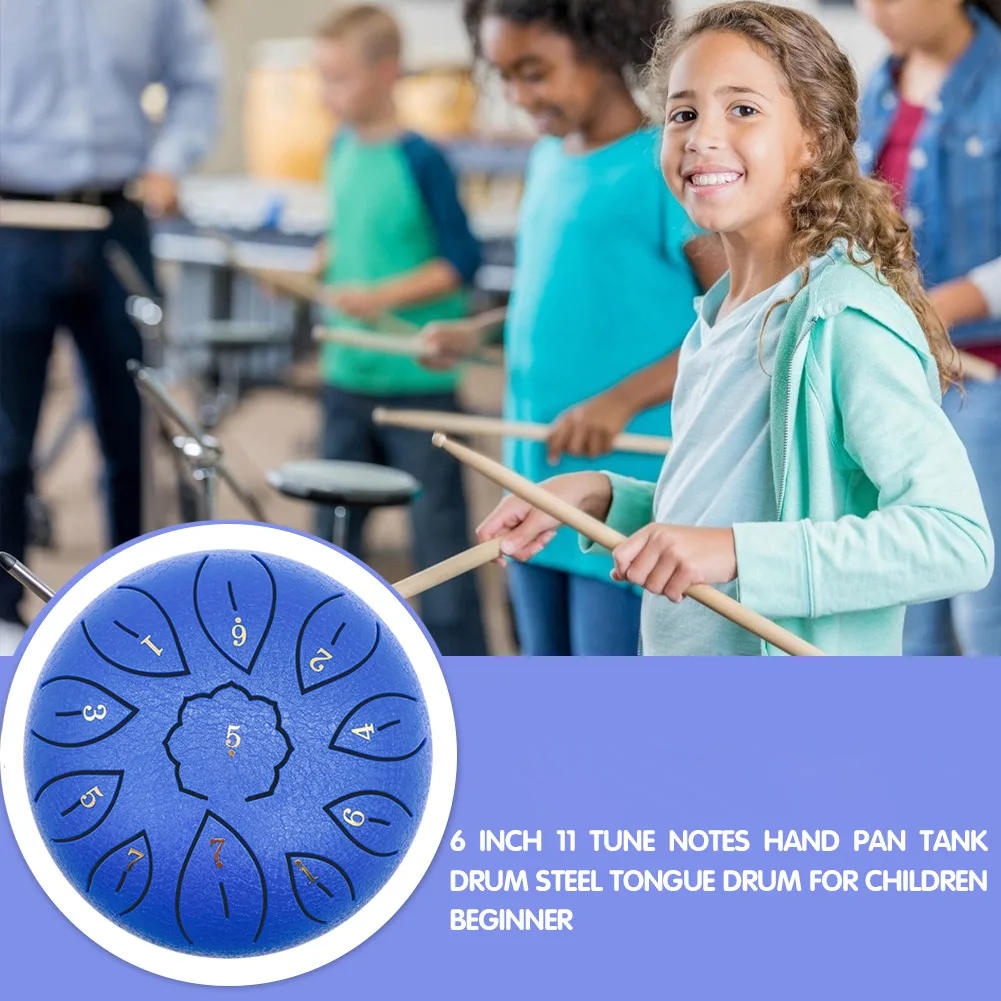 

6 Inch Mini Drum 8 Tone Steel Tongue Drum Percussion Instrument With Drumsticks Can Produce A Clean Ethereal Buddha-Like Sound