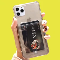 slot card holder phone case for iphone 11 pro max x xs max xr 7 8 plus transparent back cover id credit slot tpu iphone case
