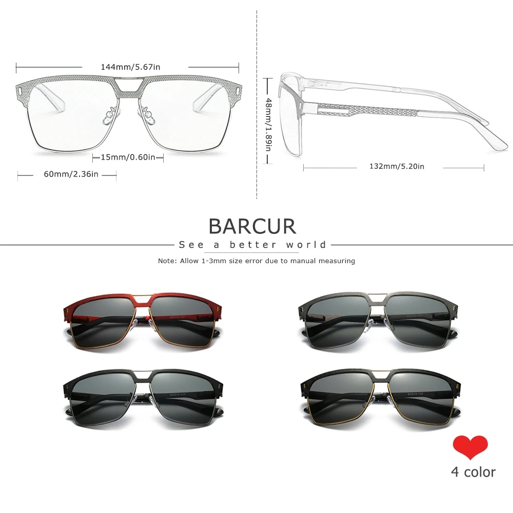 Очки солнцезащитные BARCUR Мужские поляризационные брендовые дизайнерские
