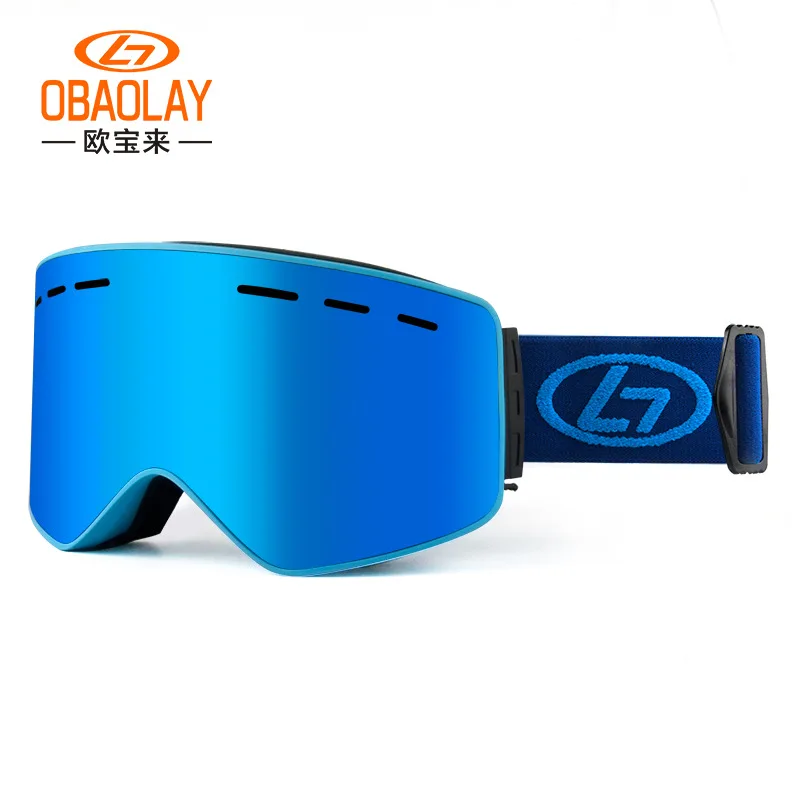 

OBAOLAY Cross Border New Magnet Ski Glasses Double Layer Anti Fog Adult Cylindrical Magnet Ski Glasses Outdoor Skiing Equipment