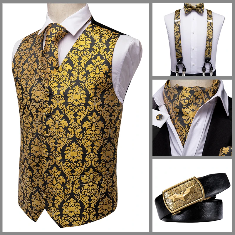 Роскошный комплект аксессуаров для мужчин Подарочный жилет из 100% шелка на