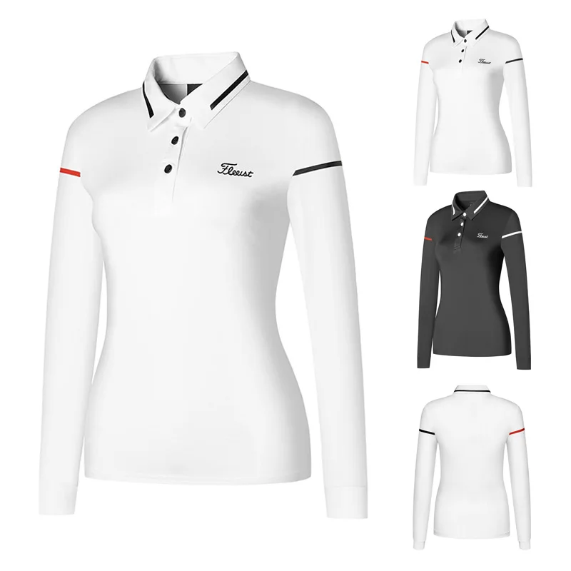 2021 Golf Women's Wear Fall Winter Warm Long Sleeve Breathable Slim Golf Sports Stretch Casual Golf Wear