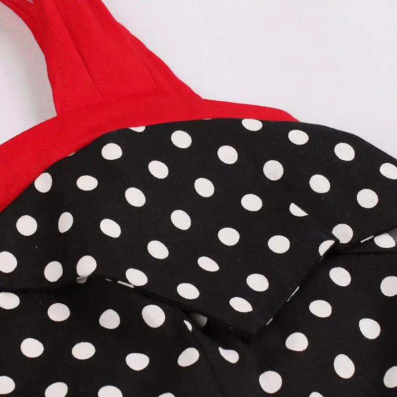

Black Polka Dot Halter Dress Women Summer 2020 A Line Sexy Backless Pin Up 50s 60s Rockabilly Elegant Vintage Short Party Dress