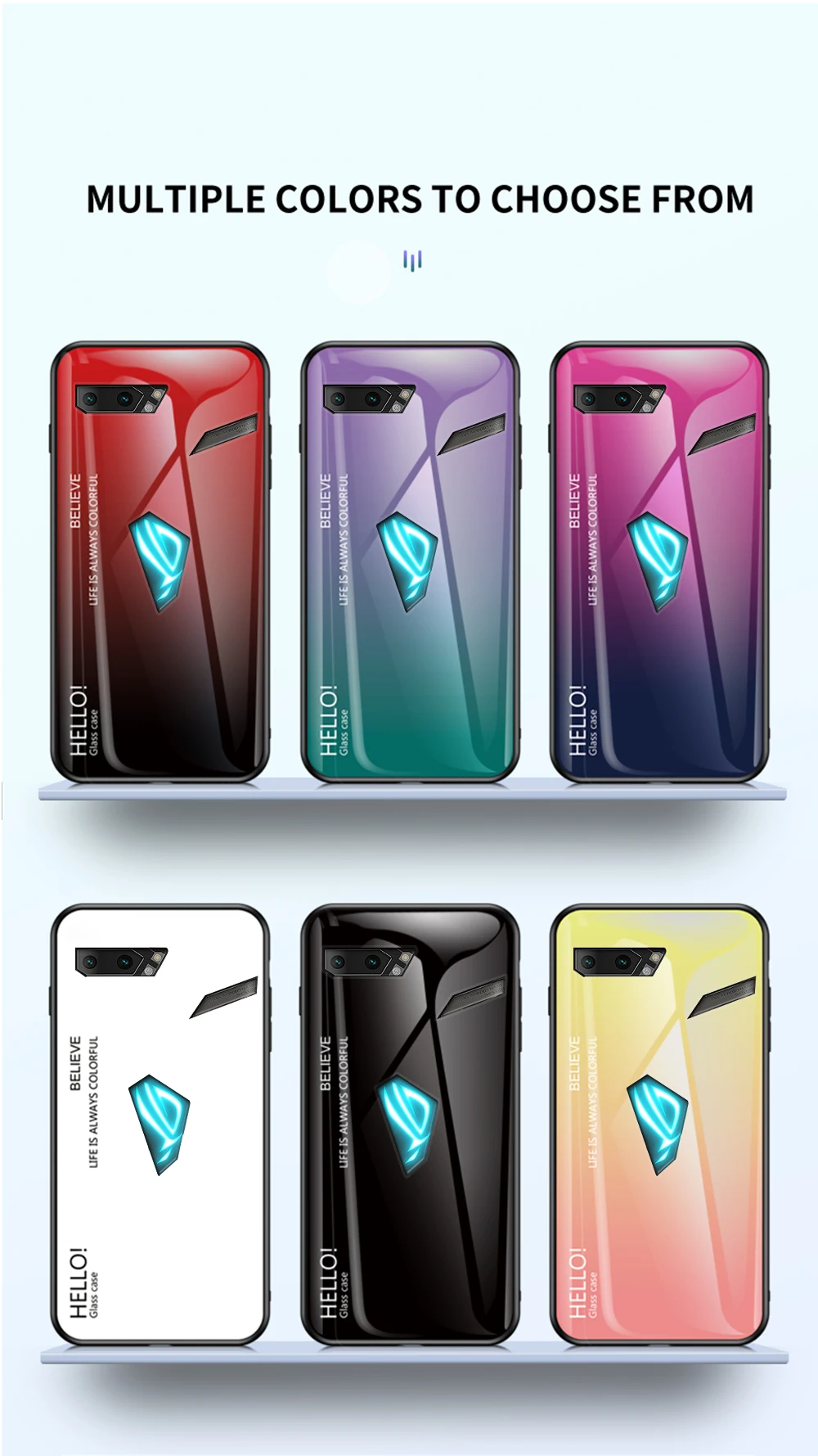 Для Asus ROG Phone 2 ZS660KL градиентный чехол из закаленного стекла силиконовая рамка жесткая стеклянная задняя крышка для Asus ROG 2
