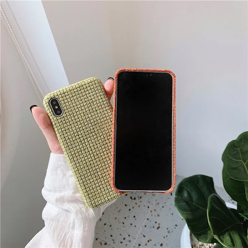 KJOEW теплый PU ткань фланель плед чехол для телефона iPhone 11 Pro X XR XS Max 7 6 8 Plus плюшевые
