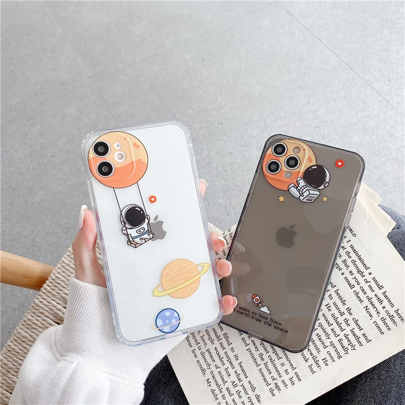 

Suitable For iPhone 11 12 Pro MaxTPU Transparent Side Astronaut Phone Case, Suitable For iPhone X XR Xs Max 7 8 Plus