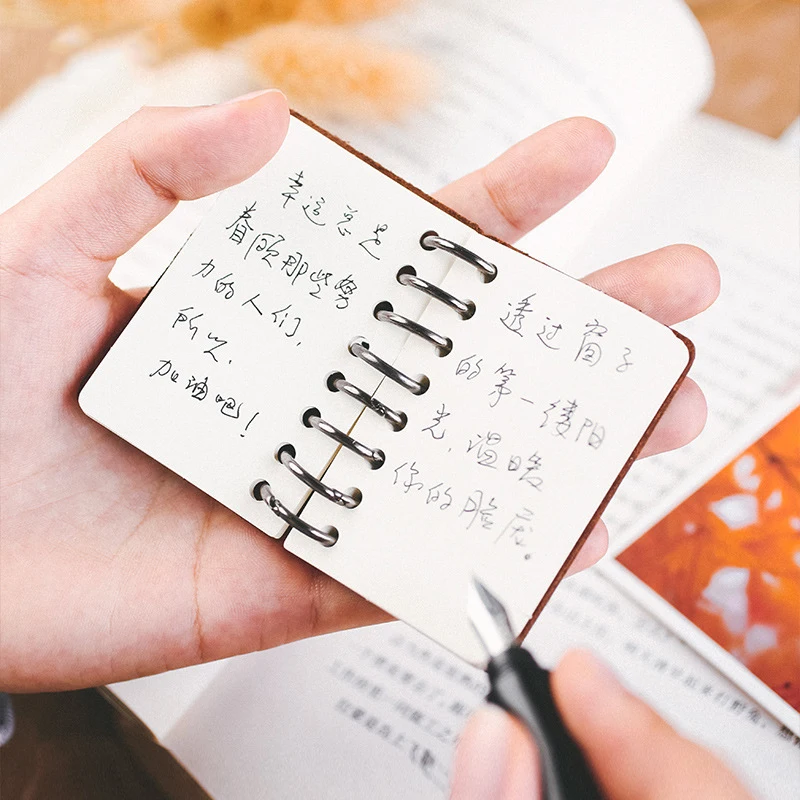 Портативный кожаный блокнот для путешествий мини буклет ручная работа Обложка