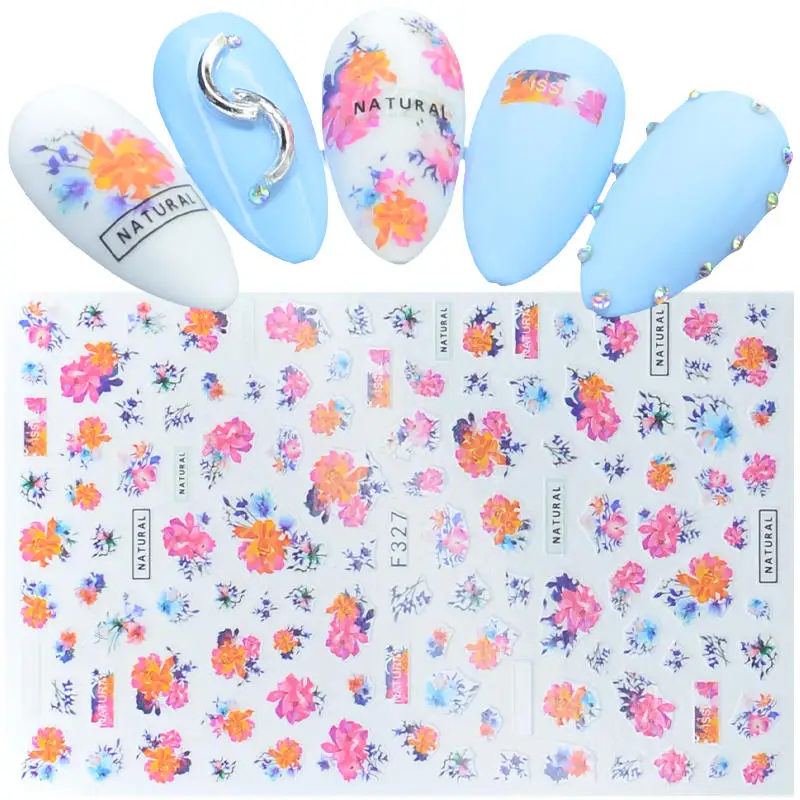 

1 Sheet Flower Series Nails Stickers Sakura Natural Flowers Leaf Pattern Transfer Sticker Nail Art Decoration