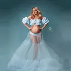 Пикантные Двойка Беременность платья Съемная Тюль с короткими рукавами увидеть через юбка пол Длина размера плюс индивидуальный заказ бальное платье