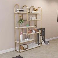 nordic modern minimalist gold wrought iron shelf bookshelf floor living room display rack multi layer partition storage