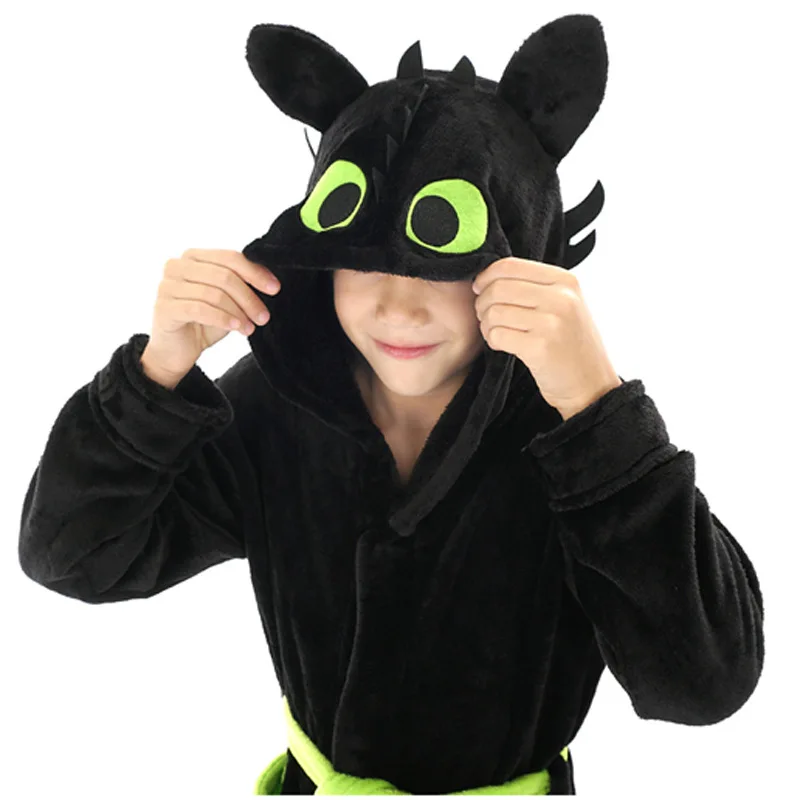 

Toothless Dragon Kigurumis Black Onesie Children Unisex Anime How to Train Your Dragon Bathrobe Sleepwear Home Wear Zipper Suit