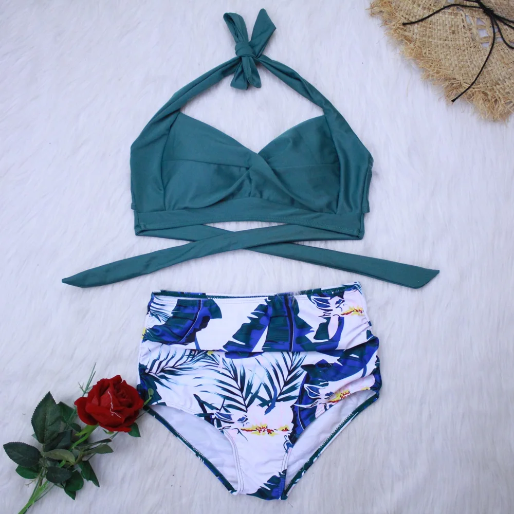 

High Waist Swimsuit 2021 Tankini Push Up Halter Sexy Bikini Set Women Swimwear Summer Ladies Female Bathing Suit Plus Size 3XL