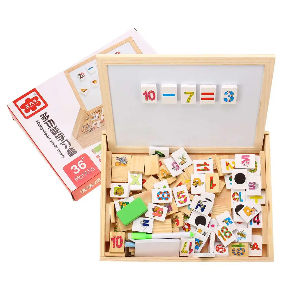 

Creativity Wooden Toy Educational Digital Letters Early Learning Children Jigsaw Baby Magnetic Drawing Easel Board Paint Scratch
