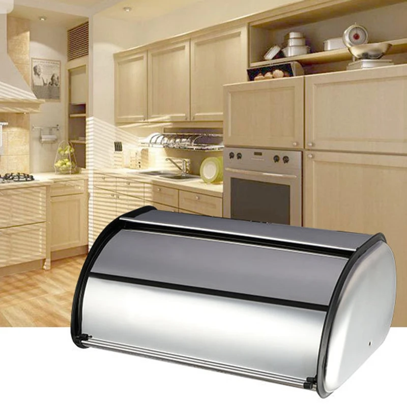 

1Pc Large Stainless Steel Bread Box Storage Bin Keeper Food Kitchen Container Bread Holder