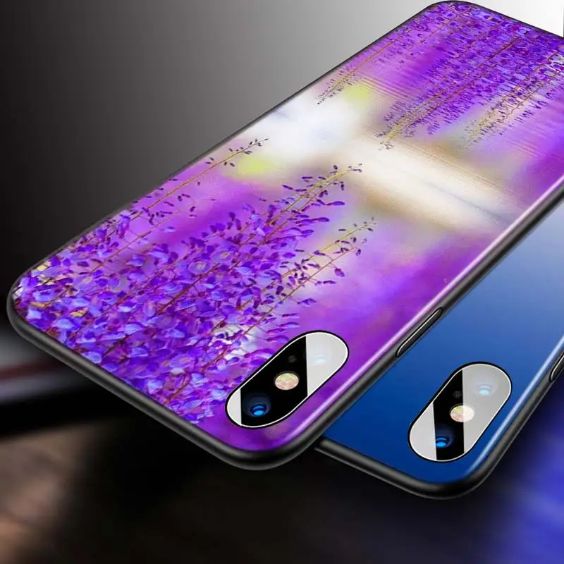 

For iPhone 12 11 Pro Max mini Bright Black Case Colorful Natural Scenery for iPhone Max XR X 8 7 6 Plus 5S SE Phone Case