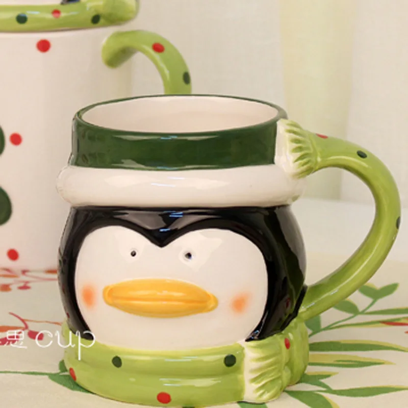

Christmas ceramic mug Creative 3D animal water cup couple coffee pair cup breakfast cup