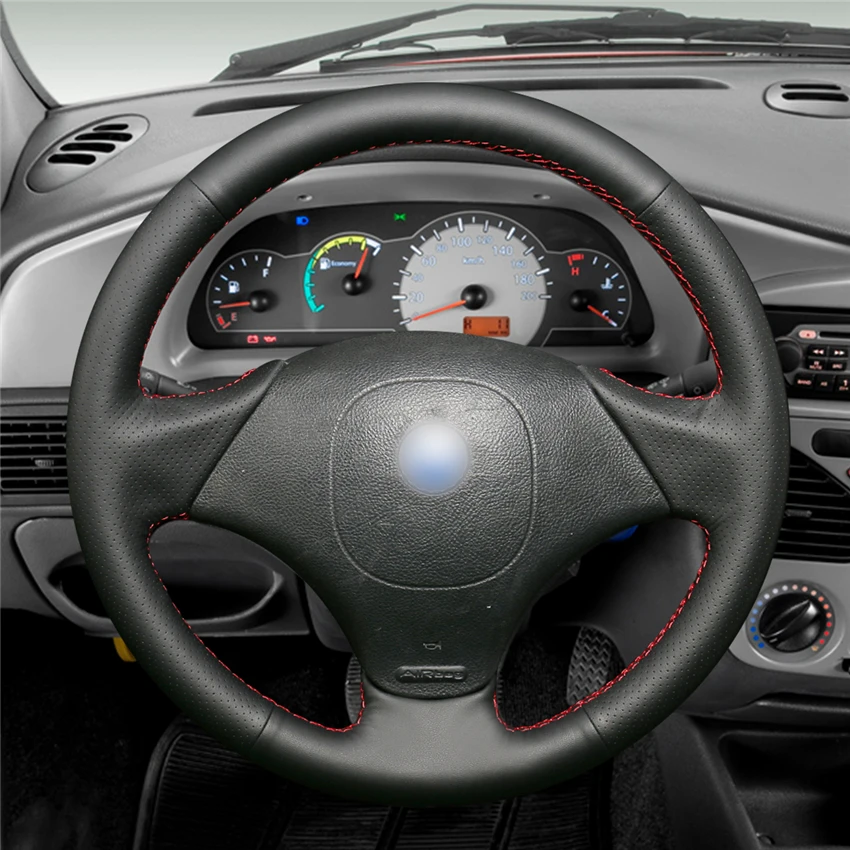 Чехол рулевого колеса автомобиля MEWANT из черной искусственной кожи для Fiat Albea 2002