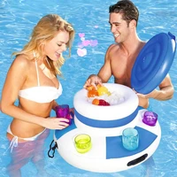 inflatable ice bucket float cup holder beer water ice cubes food drink bar cooler summer party swimming pool accessories