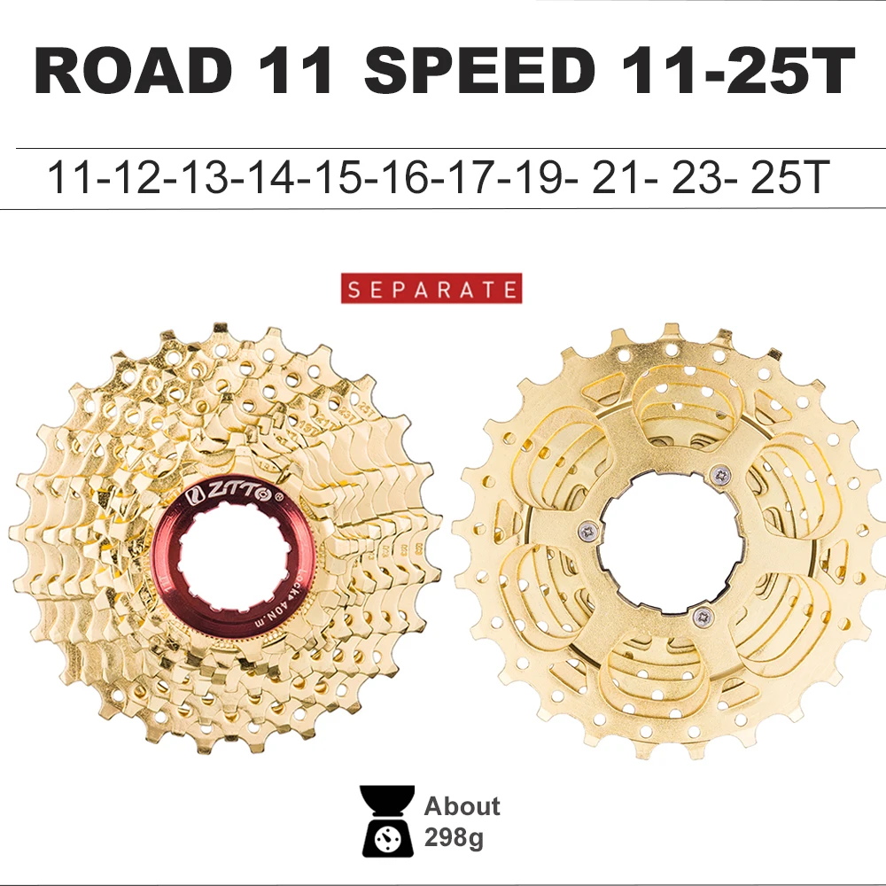 

ZTTO Road Bike 11 Speed Cassette K7 11v 11-25t Bicycle Freewheel Gold 11s Sprocket Bike Parts for 105 5800 6800
