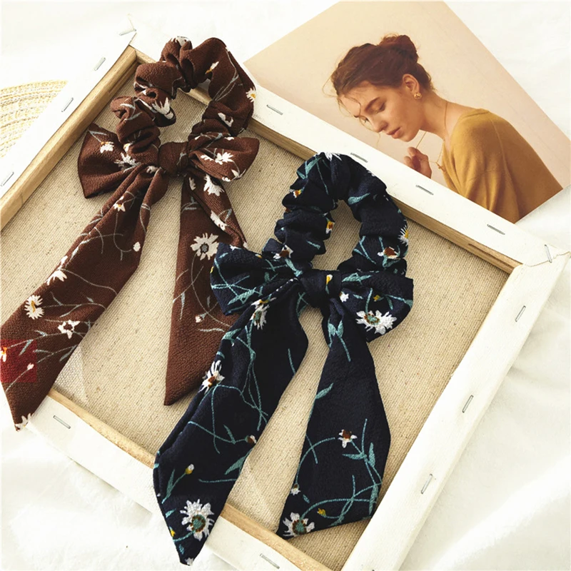 Шифоновый бант Маргаритка цветочный конский хвост резинки для волос растяжки