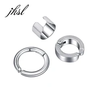 jhsl unisex clip hoop earrings set for men women stainless steel high polishing good quality classic design fashion jewelry