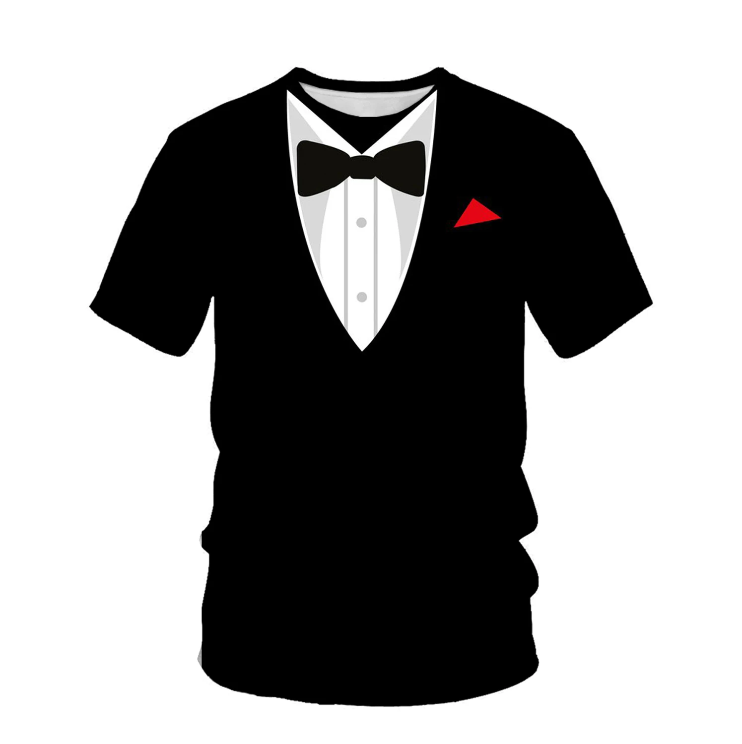 

Fashion business wear fake two pieces of 3D graphics men's T-shirt business reception top management best men's clothing