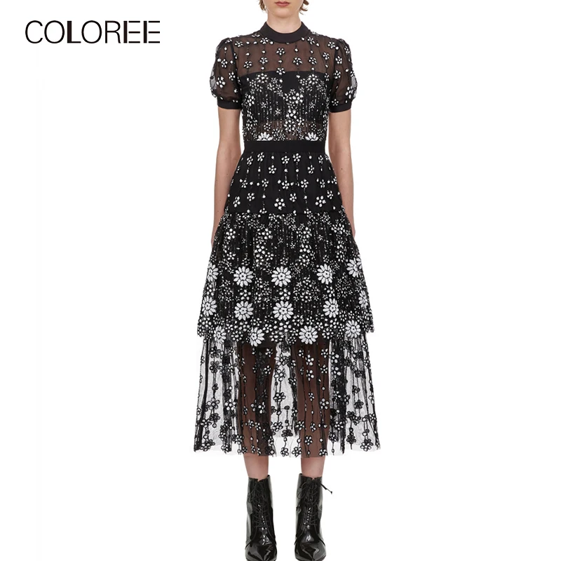 Женское длинное платье с блестками черное винтажное составного кроя коротким