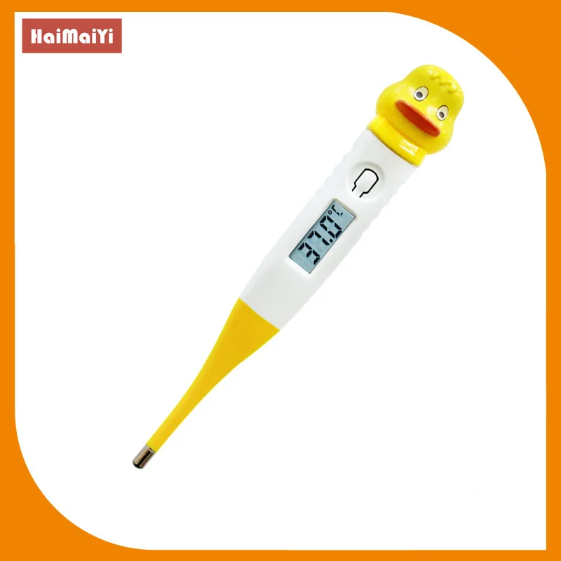 Cartoon animal head electronic digital lcd thermometer dwaterproof water tip medical temperature house for kids adults