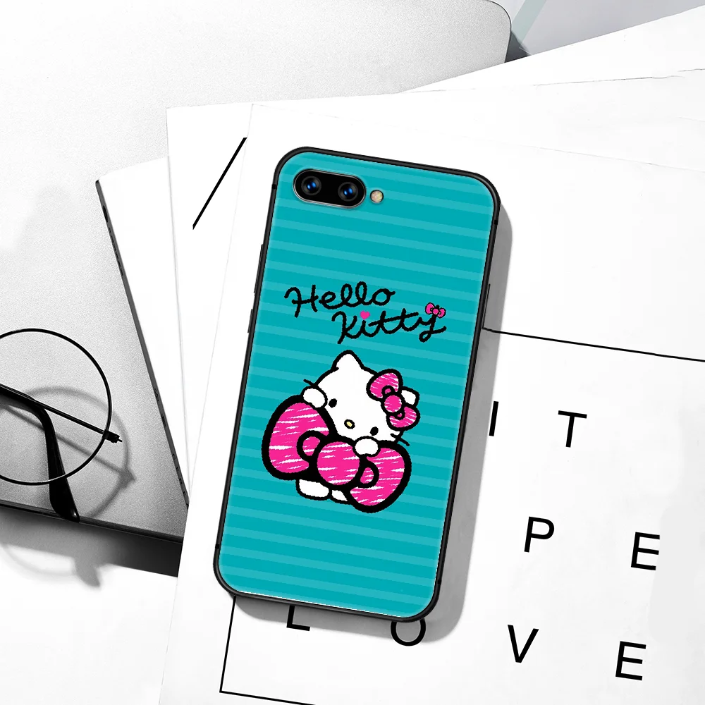 

Cute Cartoon Hellos Kittyes Cat Phone Case For HUAWEI Honor 6A 7A 8 8A 8S 8x 9 9x 9A 9C 10 10i 20 Lite Pro black Back Trend