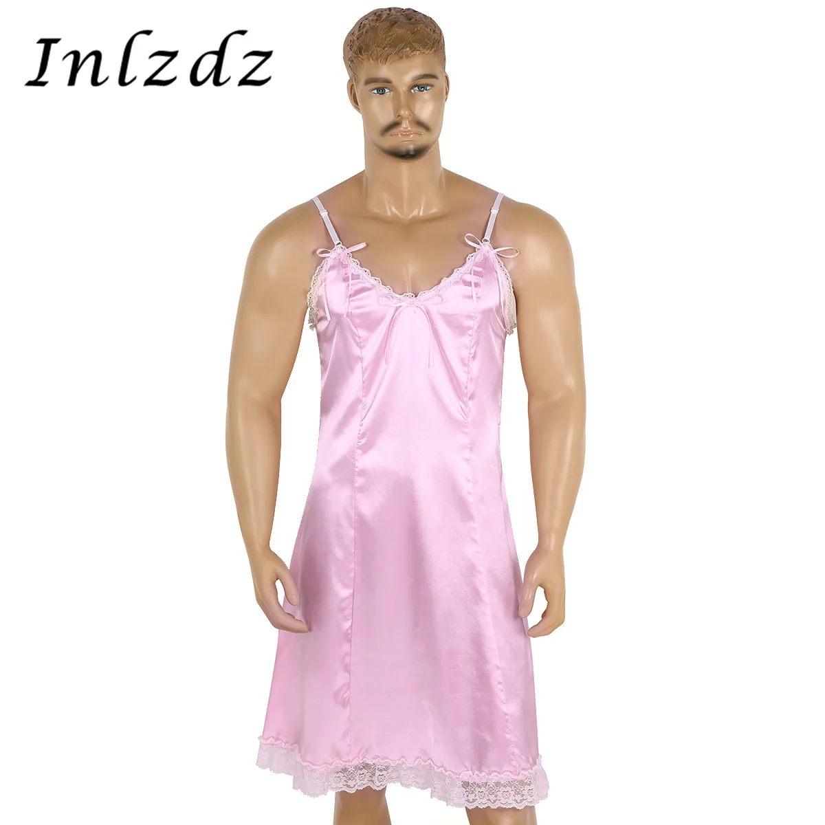 Мужское платье трансвестит в стиле сатина V образный вырез|Комплекты нижнего