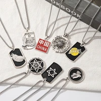 2022 new arrival stainless steel long sweater chain dog tag necklace gifts for fans pendant streearmy card accessoriestitanium