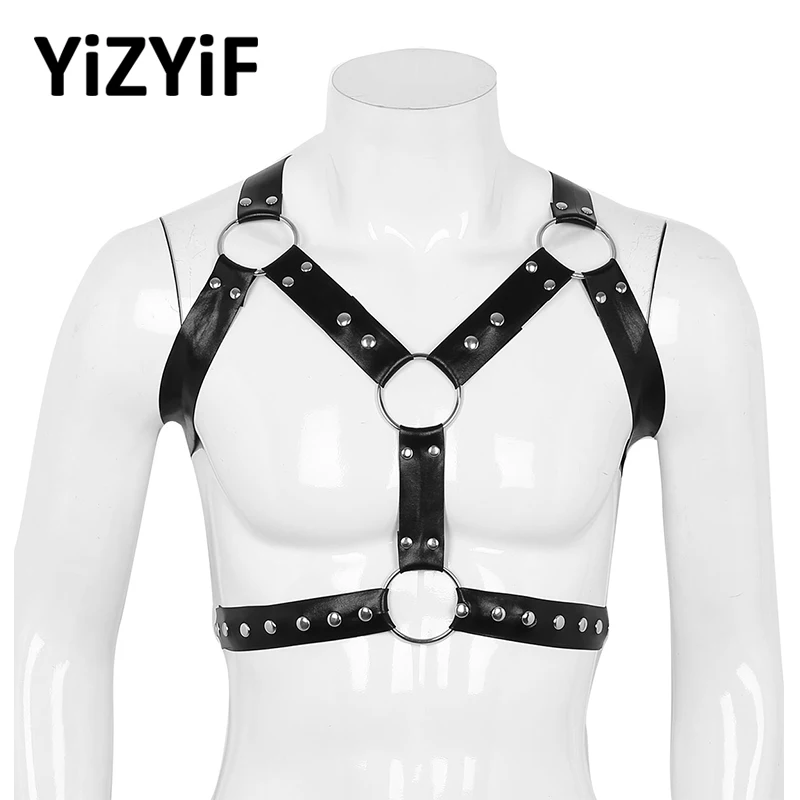

Мужской нагрудный ремень для тела, регулируемый панк кожаный ремень безопасности, сексуальное женское белье, Клубные вечерние костюмы с ме...