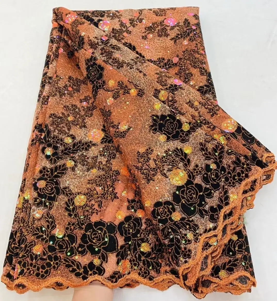 Tela de encaje Nigeriano para vestido de novia, tejido de encaje africano de alta calidad, elegante, franc&eacute;s, 2021-4