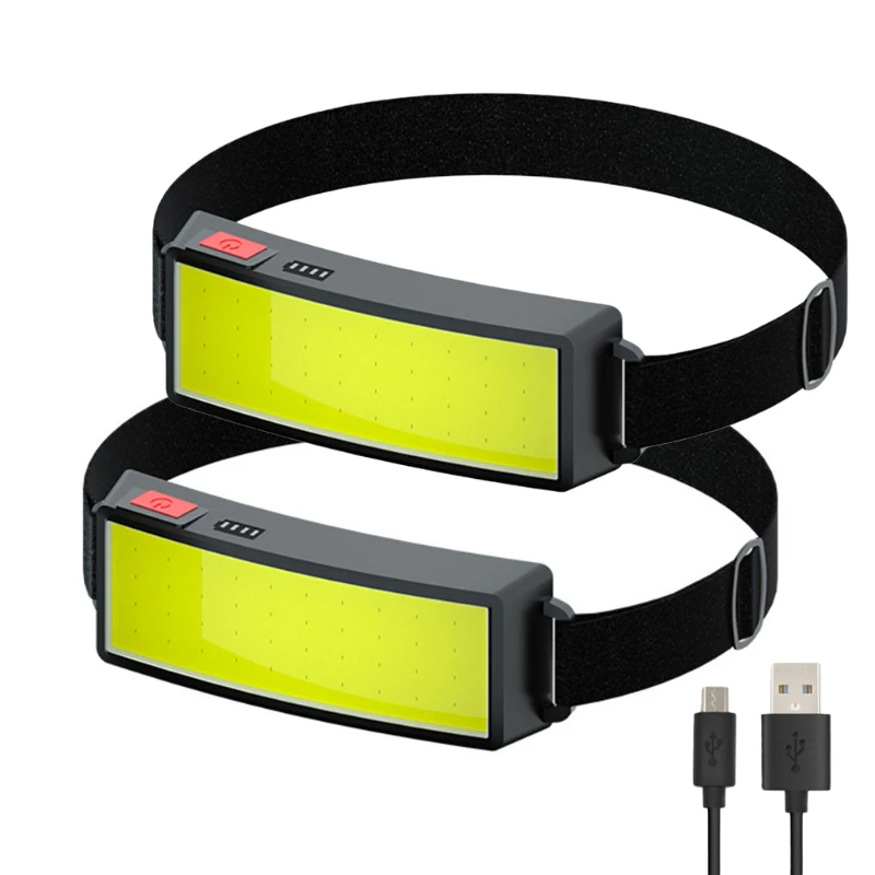 

2Pcs Cob Headlights Outdoor Household Portable LED Headlight with Built-in Battery USB Rechargeable Head Lamp Camping Torch