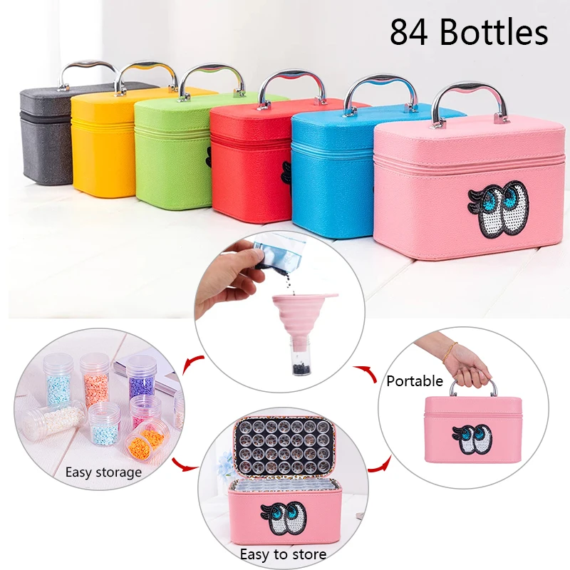 84 бутылки, аксессуары для алмазной живописи, ручная сумка, коробка для хранения бусин, «сделай сам», инструменты для алмазной вышивки, конте...