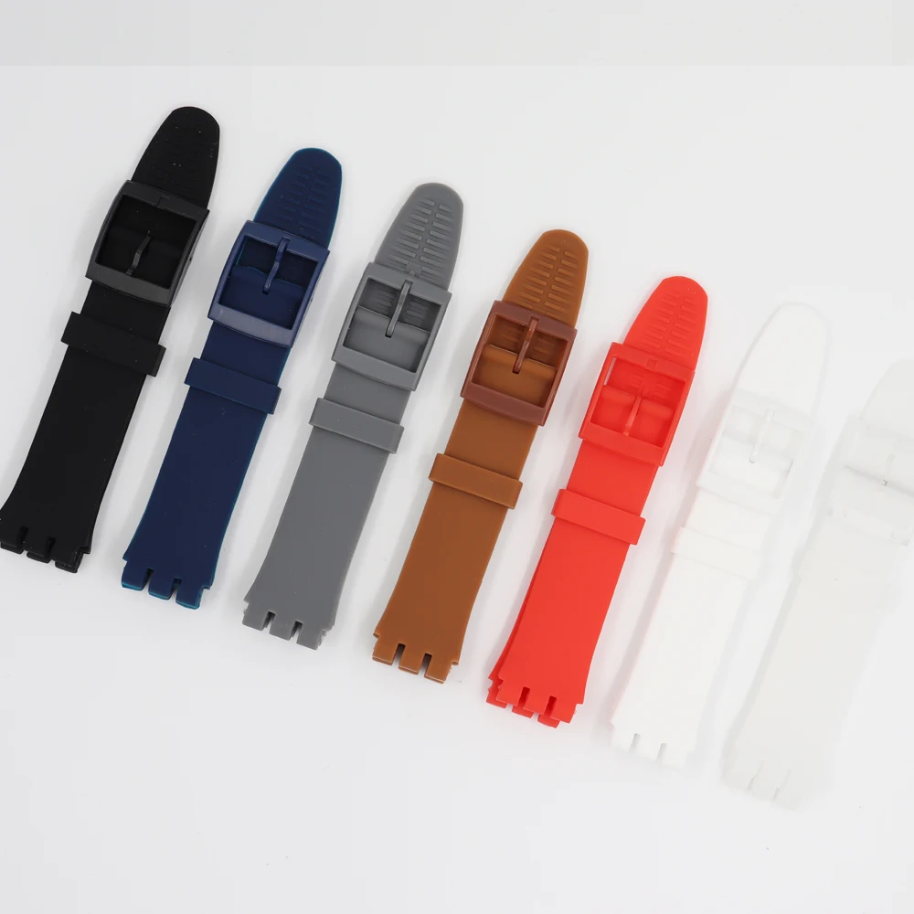 MR NENG Replacement watchband Black Red Navy watch band strap for Swatch strap 17mm and 19mm 20mm High quality For Special Offer