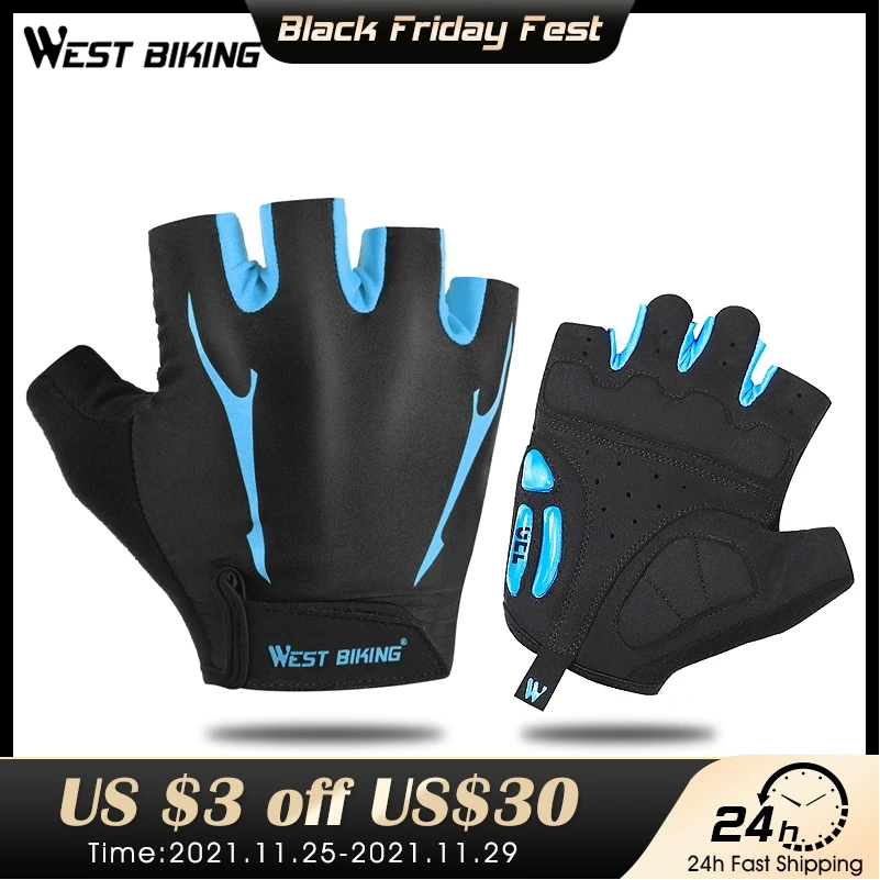 

WEST BIKING Cycling Gloves Half Finger GEL Sport Gloves Shockproof Anti-slip Reflective Ciclismo Men Women Summer Bicycle Gloves