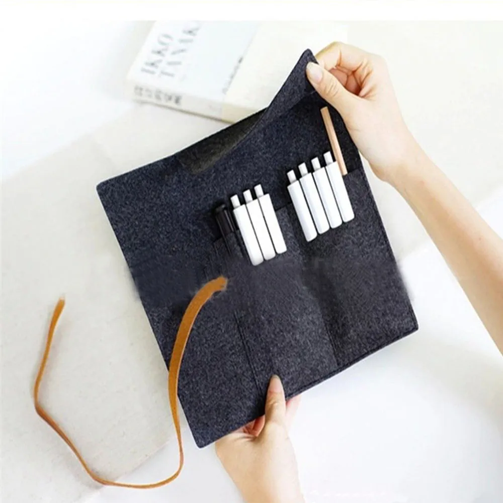 Чехол для карандашей из войлочной ткани портативный милый большой футляр ручек и