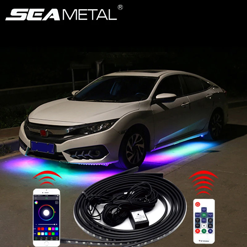 

Светодиодсветодиодный лента 12 В для автомобильного шасси, гибкая осветительная полоса s, RGB подсветка, декоративная атмосферная лампа, аксе...