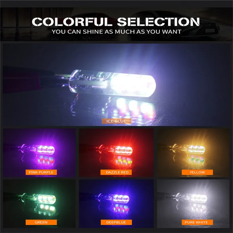 Светодиодные Автомобильные лампы T10 W5W 2 шт. светодиодные RGB с дистанционным