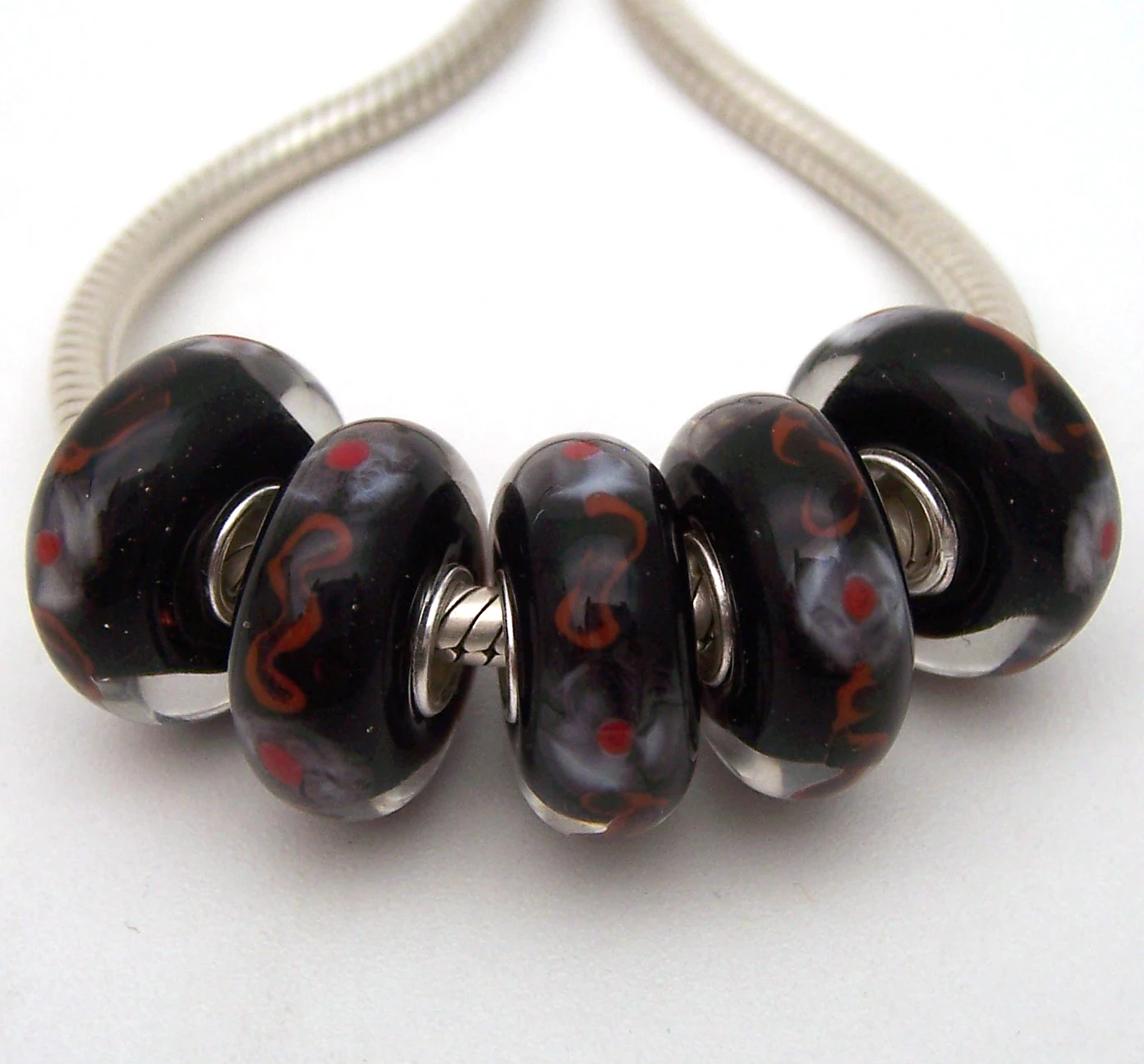 

YG2559 5X 100% Authenticity S925 Sterling Silver Beads Murano Glassbeads beads Fit European Charms Bracelet diy jewelry Lampwork