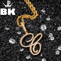 the bling king cz custom artistic fontinitial letter pendant necklace iced out cubic zirconia mens women jewelry