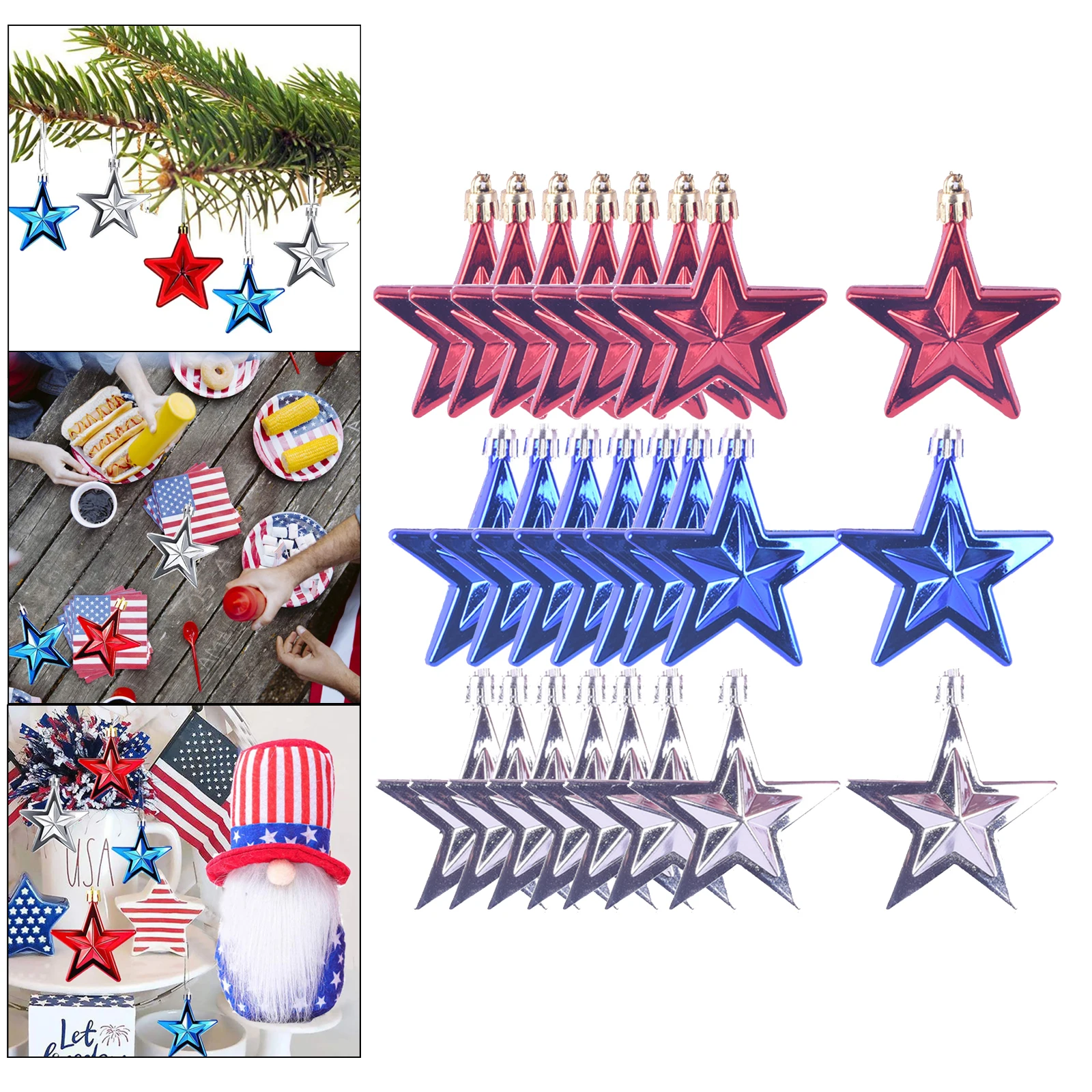 

3D подвесное украшение в виде звезды 4 июля для помещений и улицы, памятный день вечерние ринка, праздник, праздник, дерево, фотография, блестя...