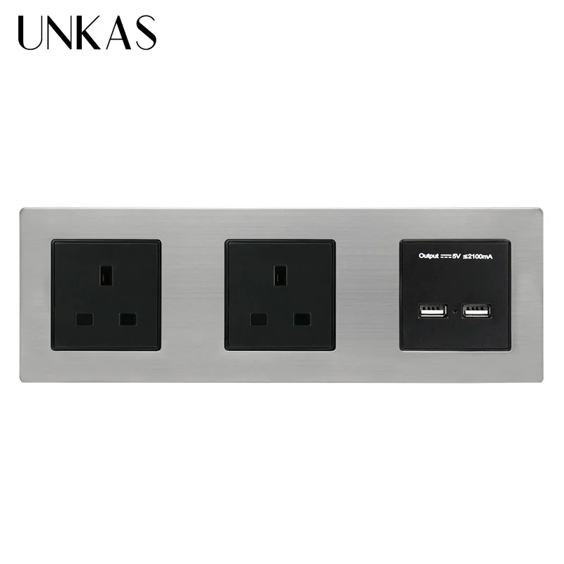 UNKAS розетки с зарядное устройство для автомобиля двумя портами USB зарядки Порты и