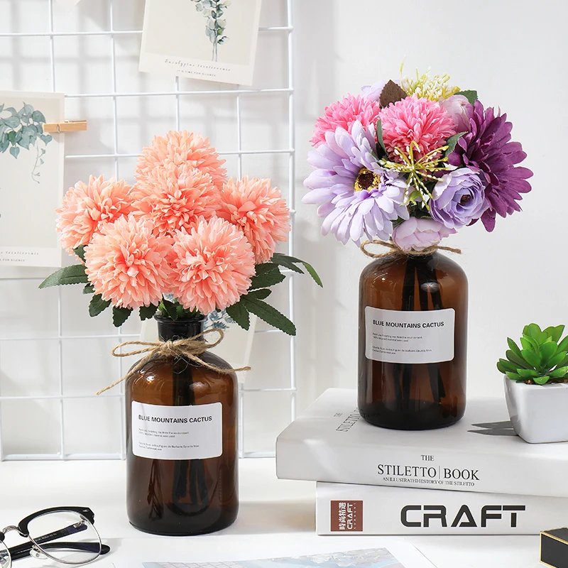 1 букет Искусственный цветок Роза Гербера Маргаритка искусственный из пластика